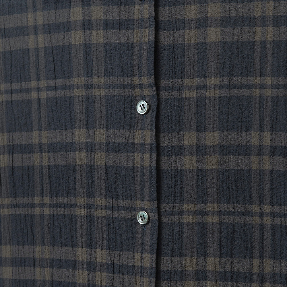 ANOTHER OFFICE W. W. Voile Oversized Shirt (Navy-Check)