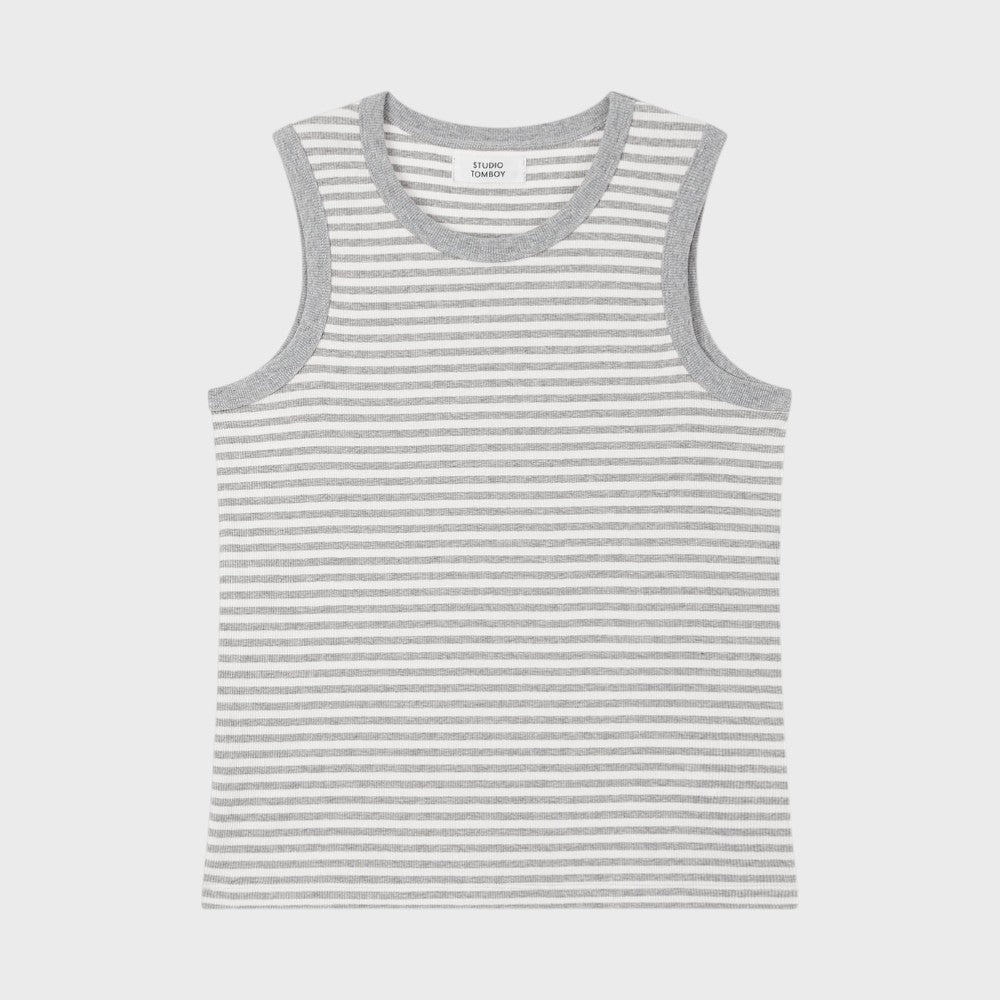 STUDIO TOMBOY Round neck sleeveless t-shirt_light gray 9176222983