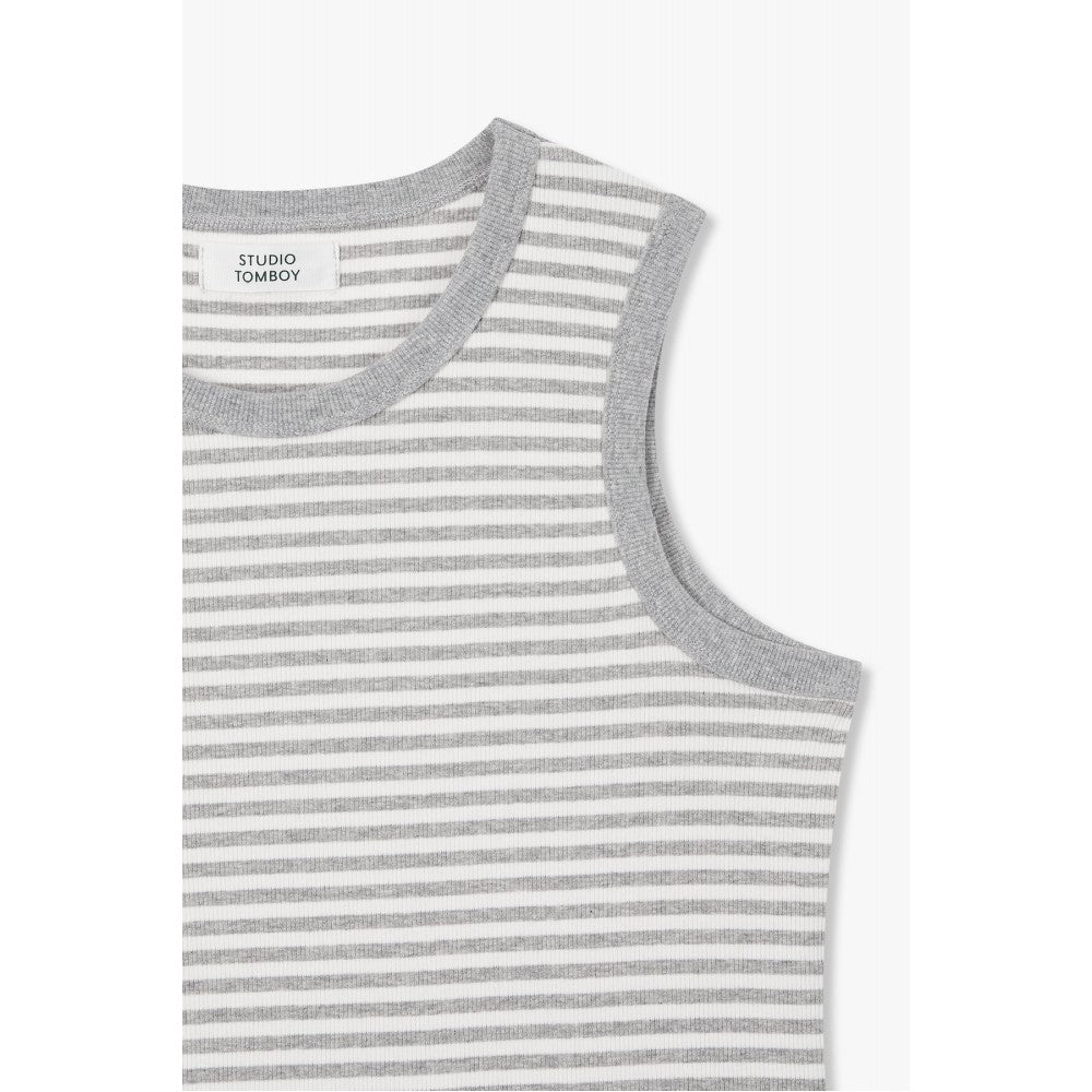 STUDIO TOMBOY Round neck sleeveless t-shirt_light gray 9176222983