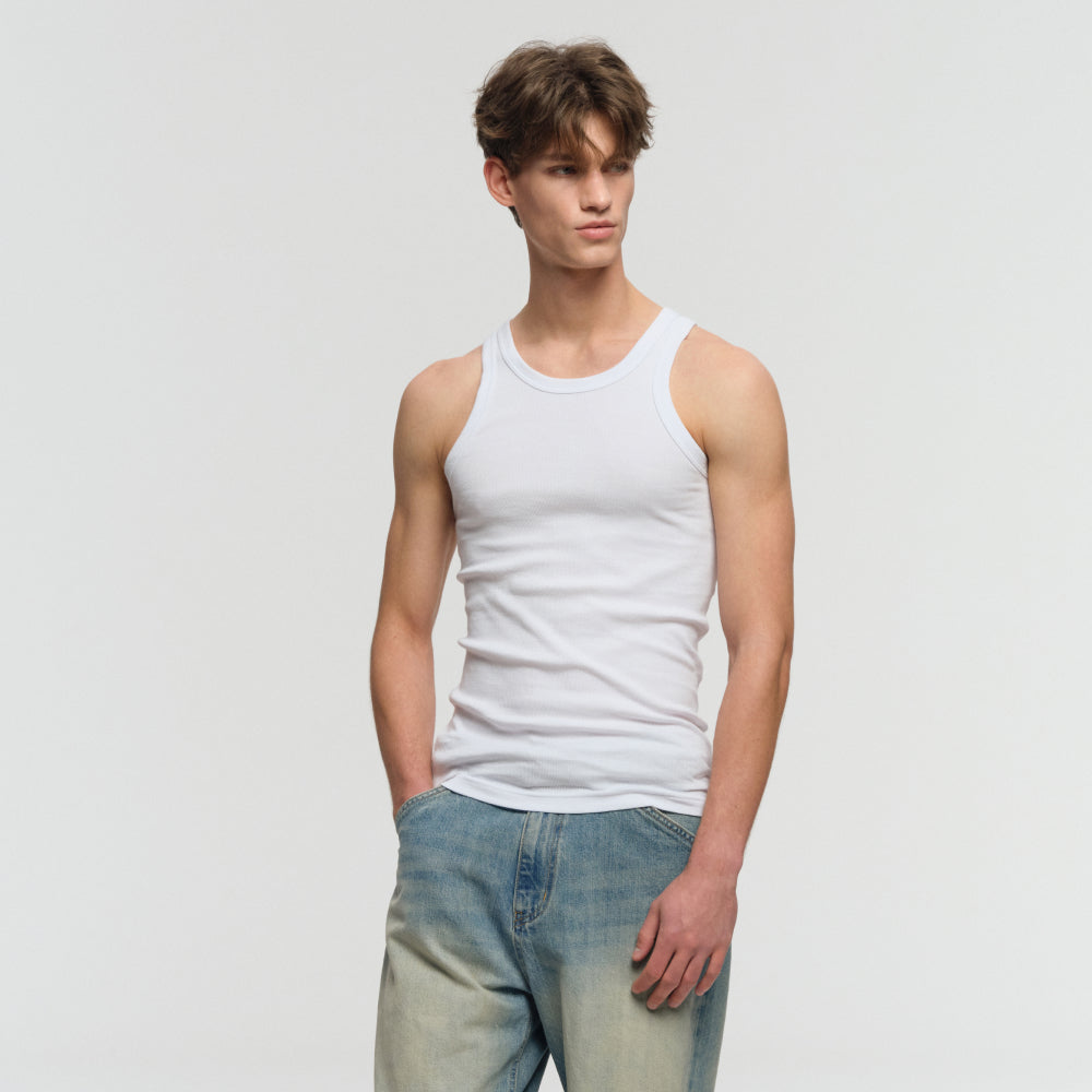 HANES BP Rib Tank Top White