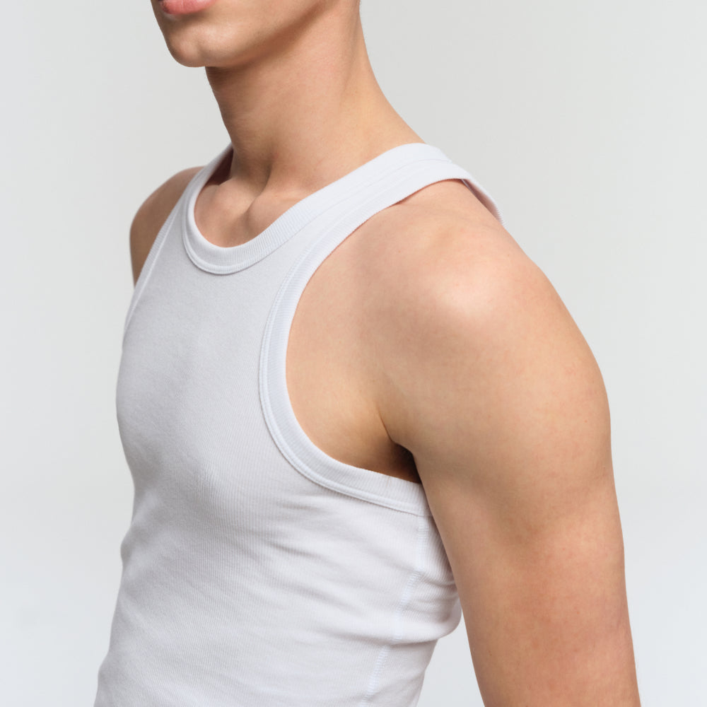 HANES BP Rib Tank Top White