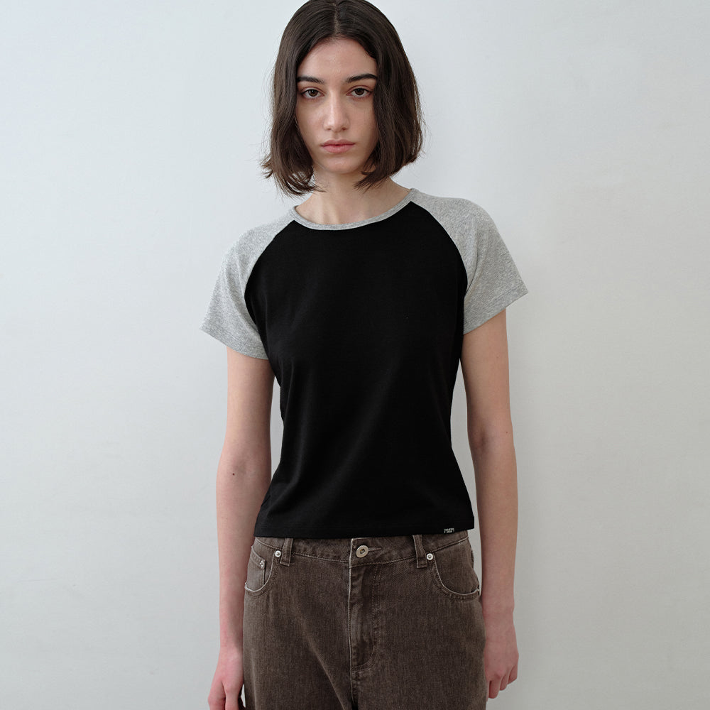 SYMMETRIC PERCENT Raglan Baby T-shirt / Black