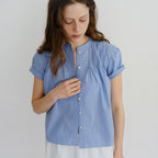 BLOUR Elia Stripe Pintuck Blouse (Blue)