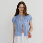 BLOUR Elia Stripe Pintuck Blouse (Blue)