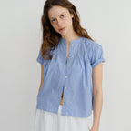 BLOUR Elia Stripe Pintuck Blouse (Blue)