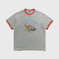 EASTLOGUE FELIX BREAKAWAY RUGBY RINGER T-SHIRTS / MELANGE GREY & SALMON