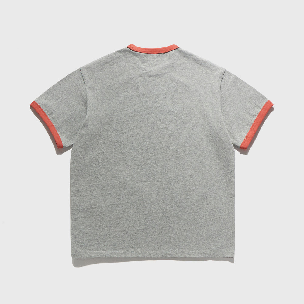 EASTLOGUE FELIX BREAKAWAY RUGBY RINGER T-SHIRTS / MELANGE GREY & SALMON