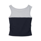 BITTERCELLS Mesh Off Shoulder Sleeveless-Navy