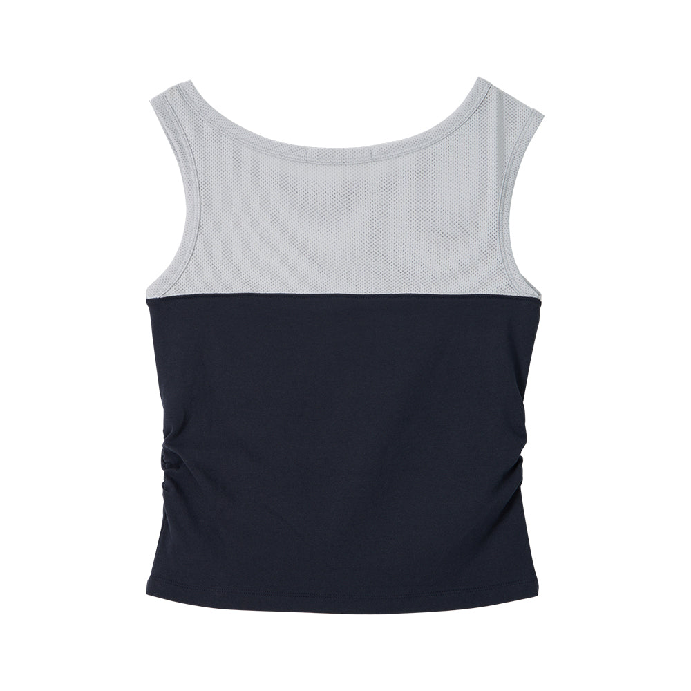 BITTERCELLS Mesh Off Shoulder Sleeveless-Navy