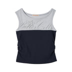BITTERCELLS Mesh Off Shoulder Sleeveless-Navy