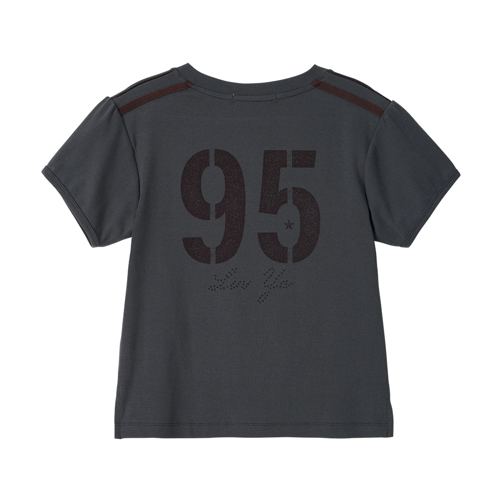 BITTERCELLS 95 V Neck Cheering Tee-Charcoal