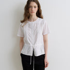 OURCOMOS comos 1720 classic pintuck blouse (white)