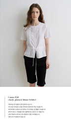 OURCOMOS comos 1720 classic pintuck blouse (white)