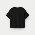 UMARMUNG Embroidery Oversized Crop T Shirts_Black