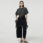 UMARMUNG Embroidery Oversized Crop T Shirts_Forest