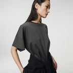 UMARMUNG Embroidery Oversized Crop T Shirts_Forest