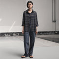 ANOTHER OFFICE W. W. Voile Oversized Shirt (Navy-Check)
