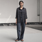 ANOTHER OFFICE W. W. Voile Oversized Shirt (Navy-Check)