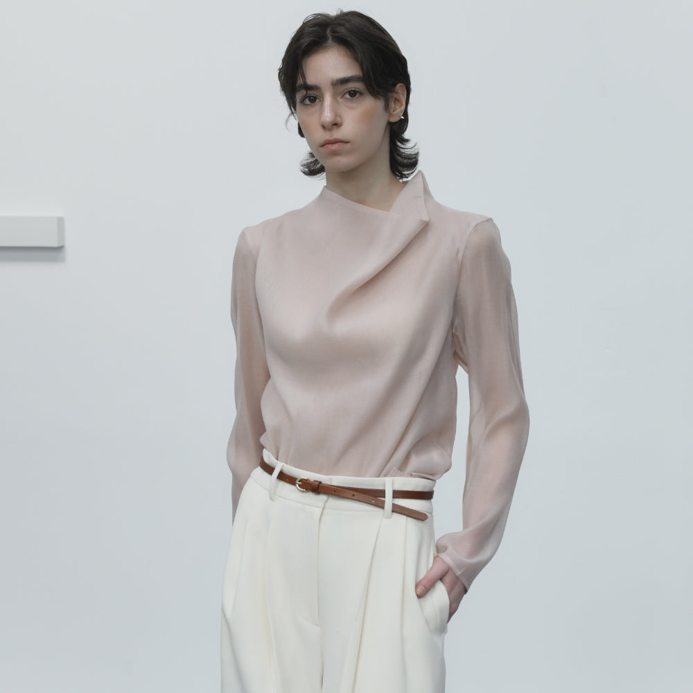 DENOAH Leer cowl blouse(Light pink)