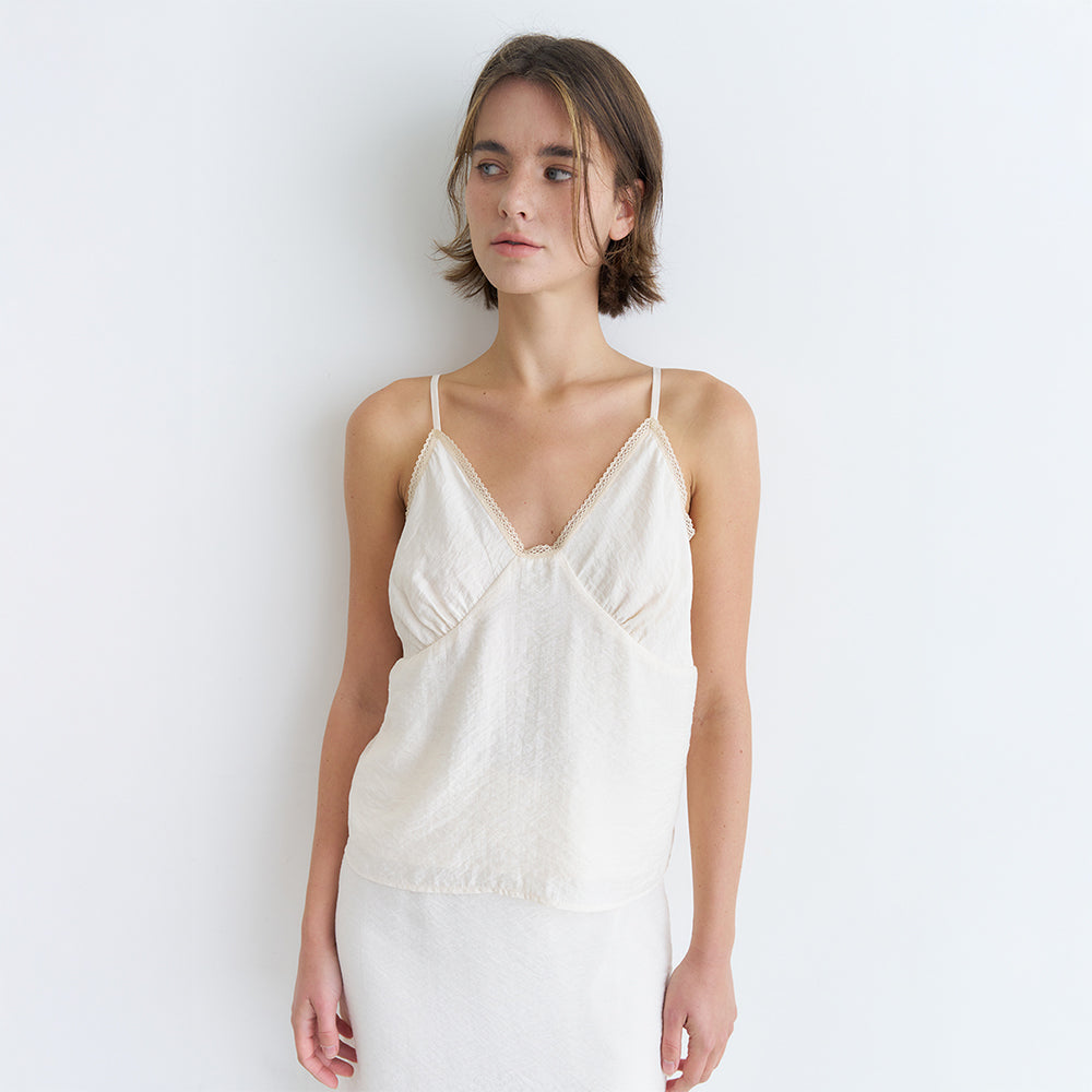 vem ver LACE TRIM CAMISOLE BLOUSE_IVORY