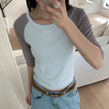 LETTER FROM MOON Letters Raglan Label T-Shirt (Sky Blue)