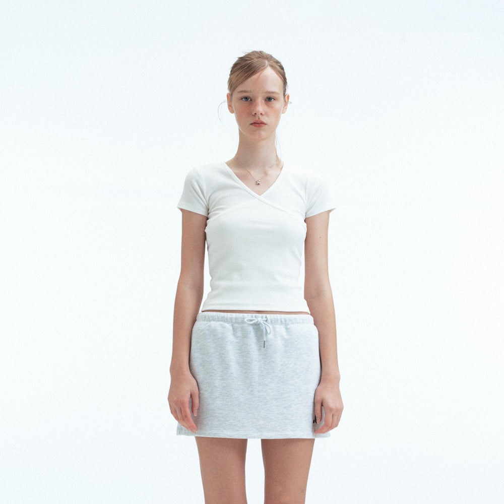 REST&RECREATION WRAP HALF SLEEVE TOP (WHITE)