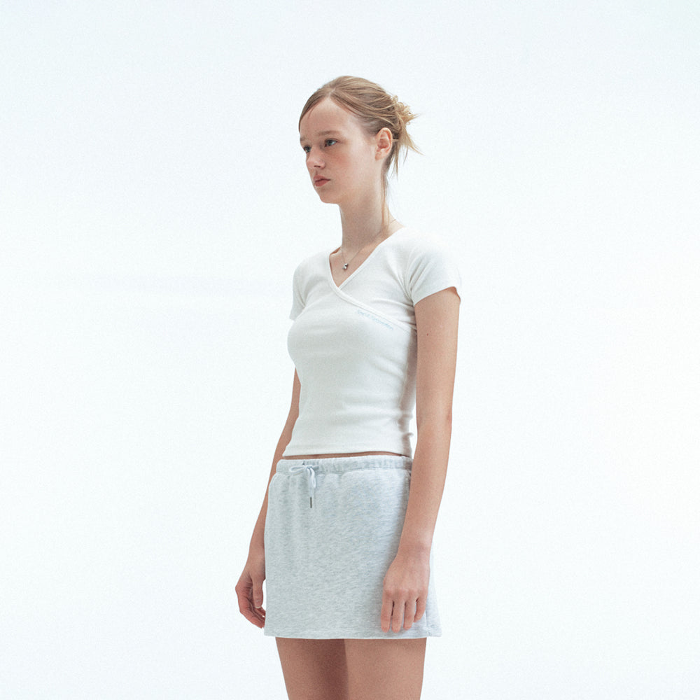 REST&RECREATION WRAP HALF SLEEVE TOP (WHITE)
