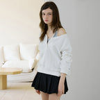 LETTER FROM MOON Letters V-neck waffle sweatshirt (ivory)