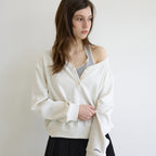 LETTER FROM MOON Letters V-neck waffle sweatshirt (ivory)