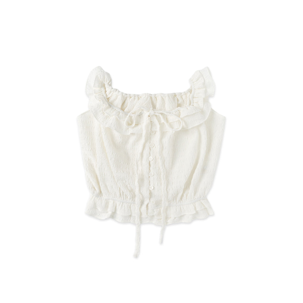WITHOUTSUMMER Pure frill blouse_ivory