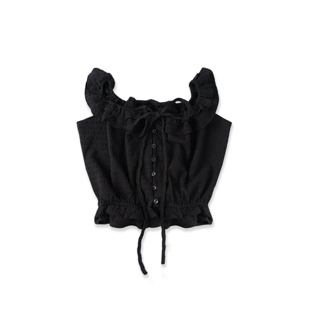 WITHOUTSUMMER Pure frill blouse_black