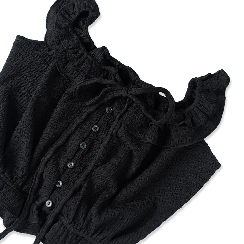 WITHOUTSUMMER Pure frill blouse_black