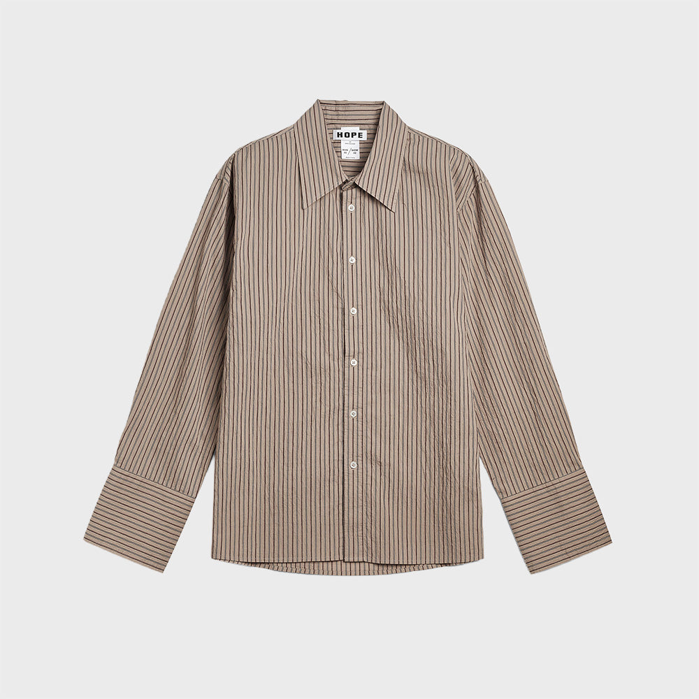 HOPE (concierge) (M) FILE SHIRT (VINTAGE BROWN STRIPE 01518)