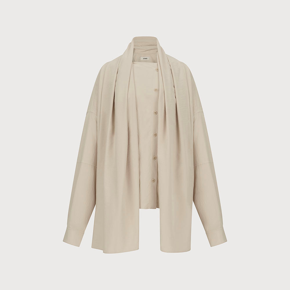ETHOS SCARF COLLAR BLOUSE (IVORY)