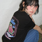 RONRON VINTAGE RASPBERRY OVER FIT T SHIRT BLACK