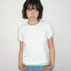 RONRON MINI LABEL CROP SHORT SLEEVE WHITE