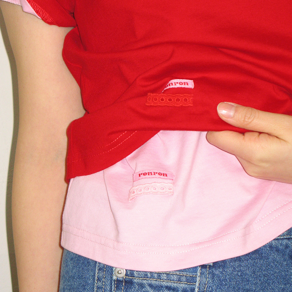 RONRON MINI LABEL CROP SHORT SLEEVE RED