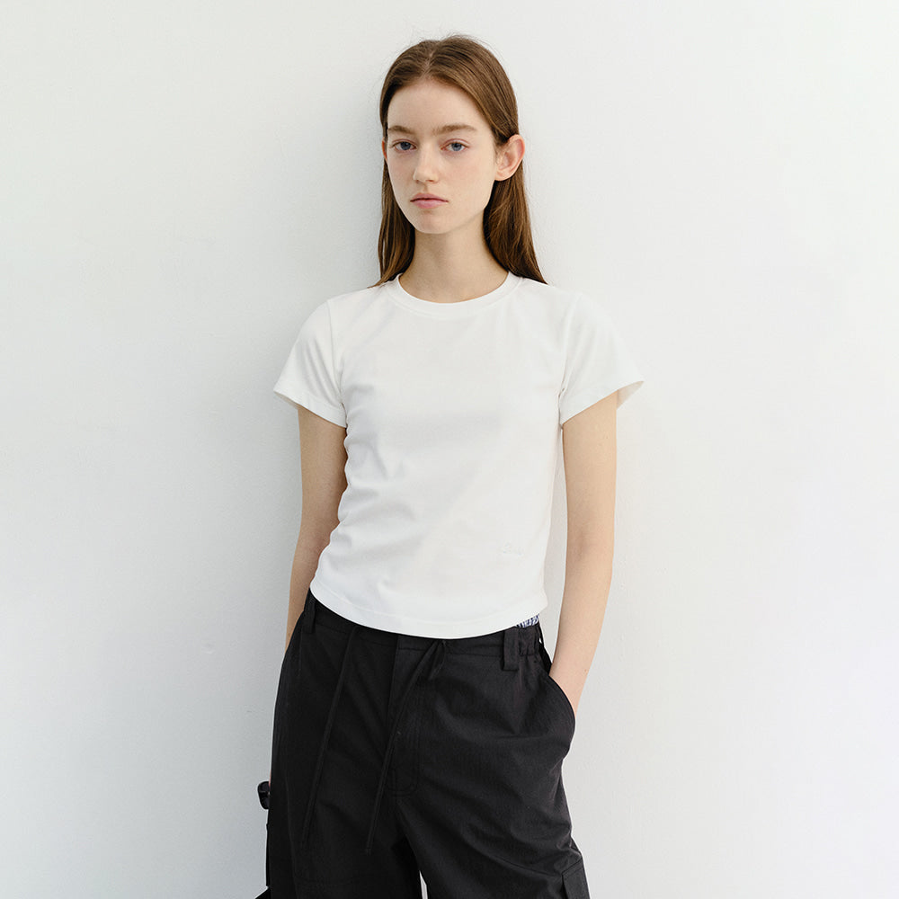DUNST CURVED HEM SLIM TOP WHITE_UDTS6B225WT