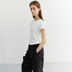 DUNST CURVED HEM SLIM TOP WHITE_UDTS6B225WT