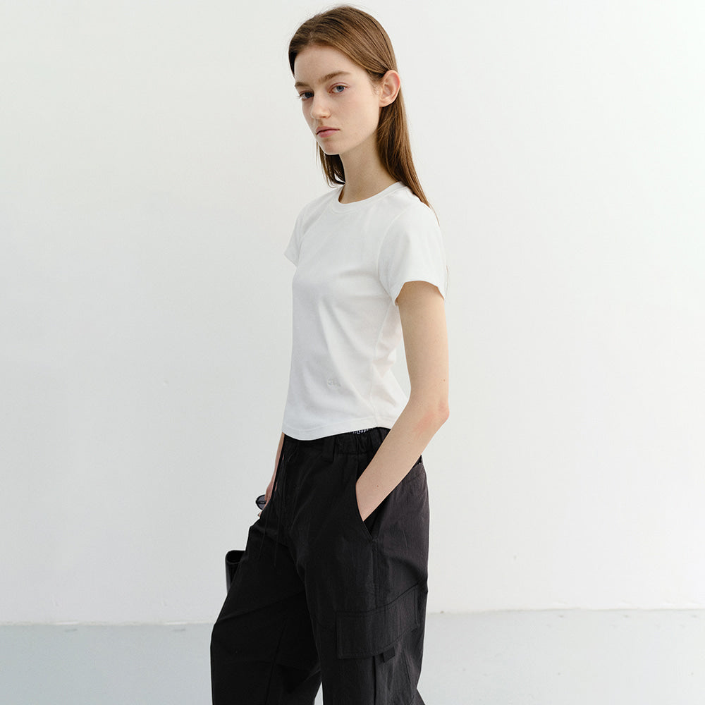 DUNST CURVED HEM SLIM TOP WHITE_UDTS6B225WT