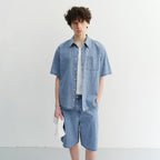 DUNST UNISEX LINEN DENIM SHIRT LIGHT BLUE_UDSH6B129B1