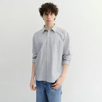 DUNST UNISEX CROPPED CHECKED SHIRT SOFT BLUE CHECK_UDSH6A116B1