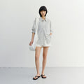 DUNST UNISEX SEERSUCKER BD SHIRT IVORY CHECK_UDSH6B127IV