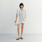 DUNST UNISEX SEERSUCKER BD SHIRT IVORY CHECK_UDSH6B127IV
