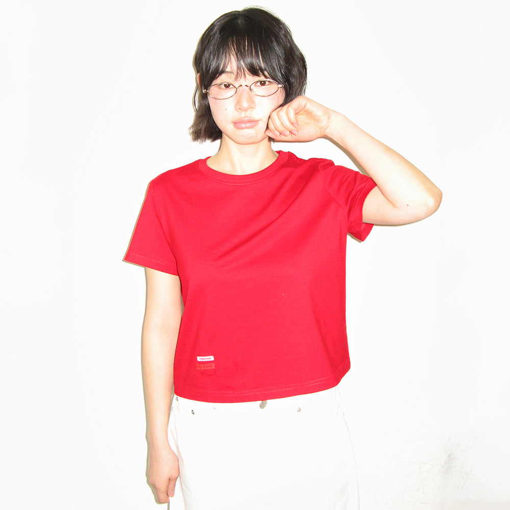 RONRON MINI LABEL CROP SHORT SLEEVE RED