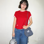 RONRON MINI LABEL CROP SHORT SLEEVE RED