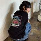 RONRON VINTAGE RASPBERRY OVER FIT T SHIRT BLACK