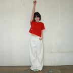 RONRON MINI LABEL CROP SHORT SLEEVE RED