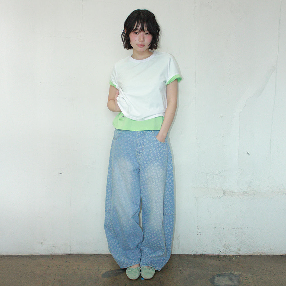 RONRON MINI LABEL CROP SHORT SLEEVE WHITE