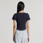 NEW BALANCE NBNEG3W652 / WOMEN Essential Ribbed Short Sleeve T-Shirt (NAVY)